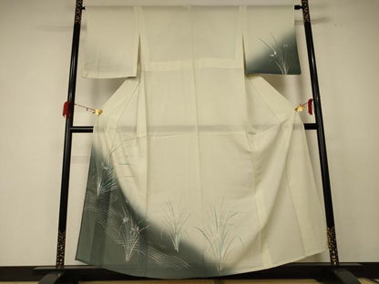 平和屋着物＊夏物 訪問着 絽 流水花蝶文 暈し染め 金彩 正絹 逸品 AABE0644jd