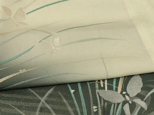 平和屋着物＊夏物 訪問着 絽 流水花蝶文 暈し染め 金彩 正絹 逸品 AABE0644jd