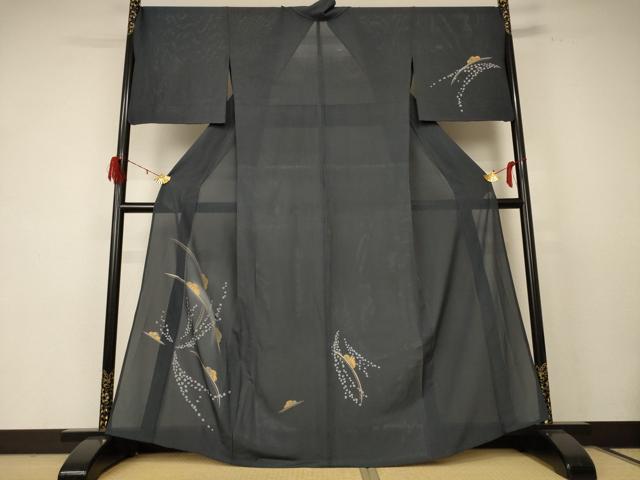 平和屋着物＊夏物 訪問着 絽 螺鈿 雲取り芝文 暈し染め 金彩 正絹 逸品 AABE0645jd