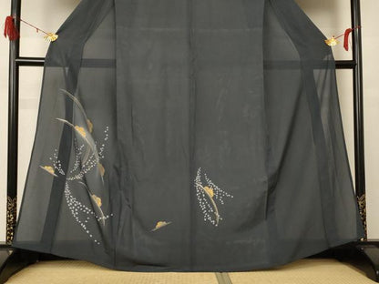 平和屋着物＊夏物 訪問着 絽 螺鈿 雲取り芝文 暈し染め 金彩 正絹 逸品 AABE0645jd