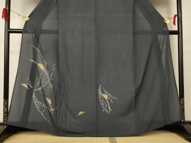 平和屋着物＊夏物 訪問着 絽 螺鈿 雲取り芝文 暈し染め 金彩 正絹 逸品 AABE0645jd