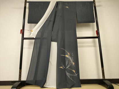 平和屋着物＊夏物 訪問着 絽 螺鈿 雲取り芝文 暈し染め 金彩 正絹 逸品 AABE0645jd