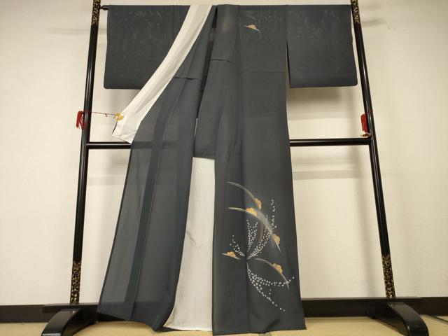 平和屋着物＊夏物 訪問着 絽 螺鈿 雲取り芝文 暈し染め 金彩 正絹 逸品 AABE0645jd