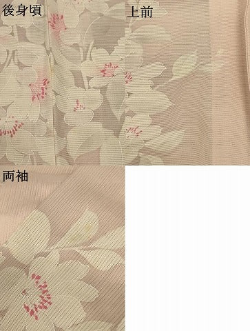平和屋着物＊夏物 小紋 絽 草花文 正絹 逸品 AABE0646jd