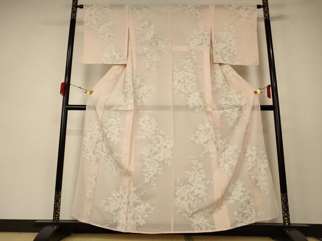 平和屋着物＊夏物 小紋 絽 草花文 正絹 逸品 AABE0646jd