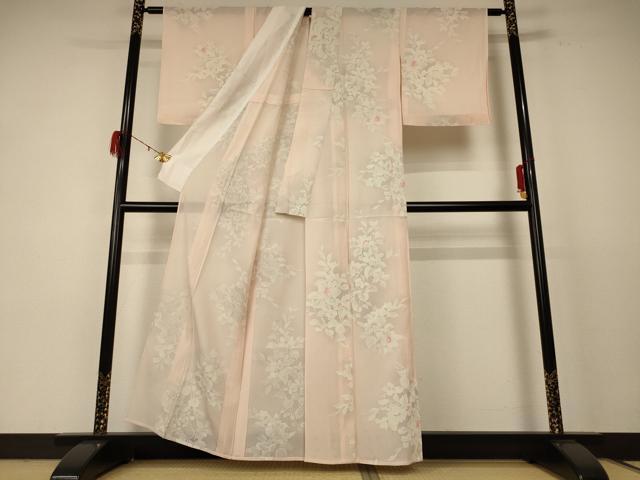 平和屋着物＊夏物 小紋 絽 草花文 正絹 逸品 AABE0646jd
