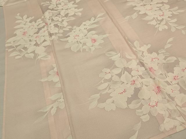 平和屋着物＊夏物 小紋 絽 草花文 正絹 逸品 AABE0646jd