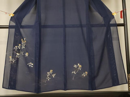 平和屋着物＊夏物 訪問着 絽 手描き 草花文 金彩 正絹 逸品 AABE0647jd