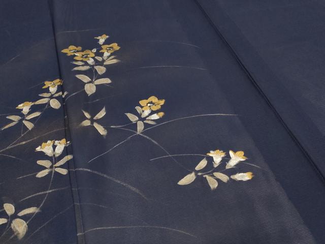 平和屋着物＊夏物 訪問着 絽 手描き 草花文 金彩 正絹 逸品 AABE0647jd