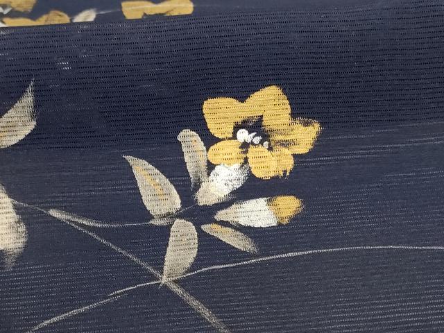 平和屋着物＊夏物 訪問着 絽 手描き 草花文 金彩 正絹 逸品 AABE0647jd