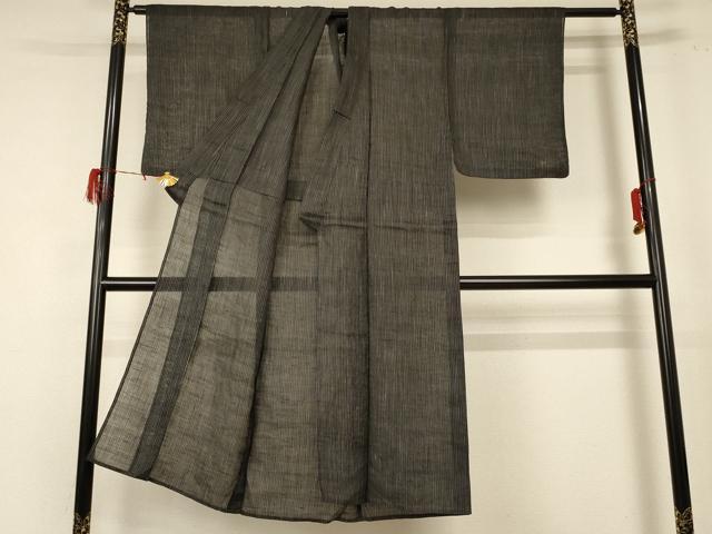 平和屋着物＊夏物 男性 石川県指定無形文化財 能登上布 本麻手織上布 縞 麻 逸品 AABE0653jd