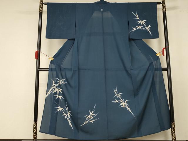平和屋着物＊夏物 訪問着 絽 笹竹文 正絹 逸品 AABE0654jd