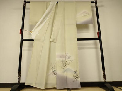平和屋着物＊夏物 訪問着 縦絽 風景草花文 暈し染め 正絹 逸品 AABE0655jd