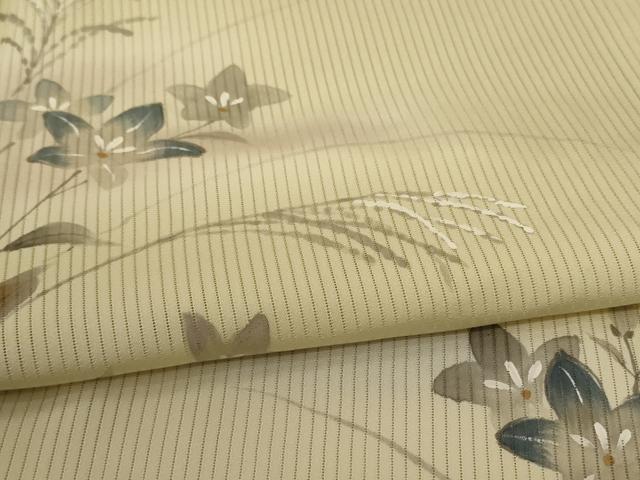 平和屋着物＊夏物 訪問着 縦絽 風景草花文 暈し染め 正絹 逸品 AABE0655jd