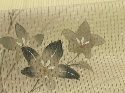 平和屋着物＊夏物 訪問着 縦絽 風景草花文 暈し染め 正絹 逸品 AABE0655jd