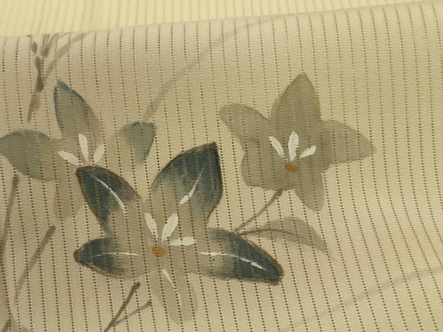 平和屋着物＊夏物 訪問着 縦絽 風景草花文 暈し染め 正絹 逸品 AABE0655jd