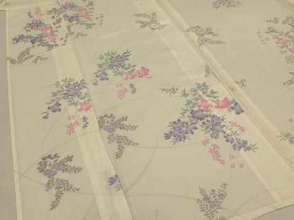 平和屋着物＊夏物 小紋 絽 草花文 正絹 逸品 AABE0656jd