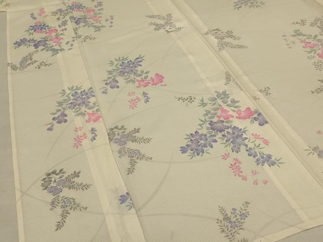 平和屋着物＊夏物 小紋 絽 草花文 正絹 逸品 AABE0656jd