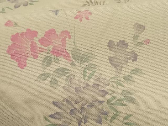 平和屋着物＊夏物 小紋 絽 草花文 正絹 逸品 AABE0656jd