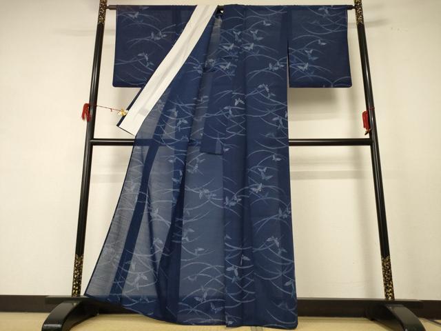 平和屋着物＊夏物 小紋 紗 舞蝶芝文 洗える着物 AABE0660jd