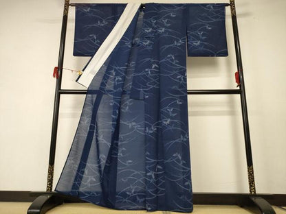 平和屋着物＊夏物 小紋 紗 舞蝶芝文 洗える着物 AABE0660jd