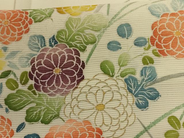平和屋着物＊夏物 小紋 絽 草花文 金彩 正絹 逸品 AABE0661jd