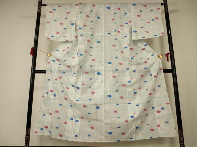 平和屋着物＊夏物 小紋 紗 水 洗える着物 AABE0670jd