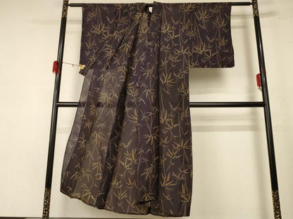 平和屋着物＊夏物 紗紬 笹竹文 正絹 逸品 AABE0672jd
