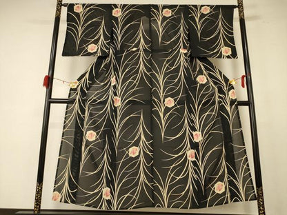 平和屋着物＊夏物 小紋 絽 亀甲舞蝶文 正絹 逸品 AABE0674jd