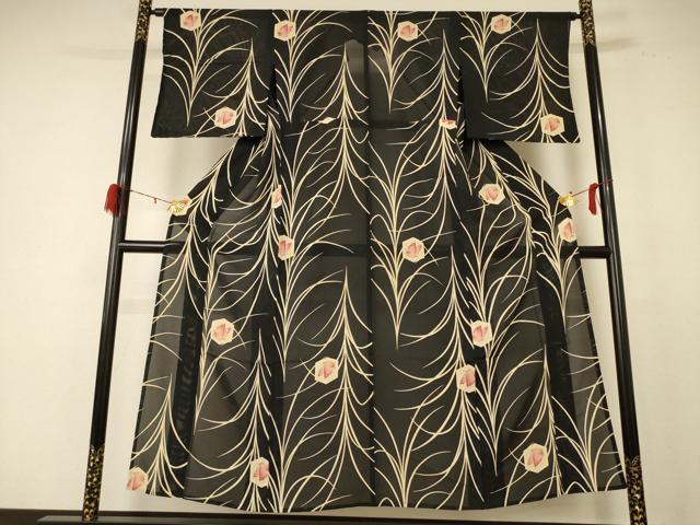 平和屋着物＊夏物 小紋 絽 亀甲舞蝶文 正絹 逸品 AABE0674jd