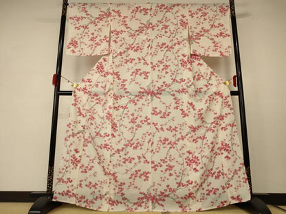 平和屋着物＊夏物　小紋　絽　楓　正絹　逸品　AABE0675jd