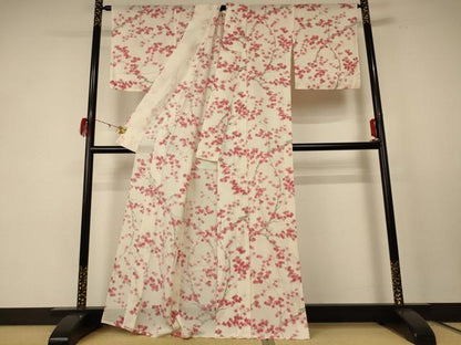 平和屋着物＊夏物　小紋　絽　楓　正絹　逸品　AABE0675jd
