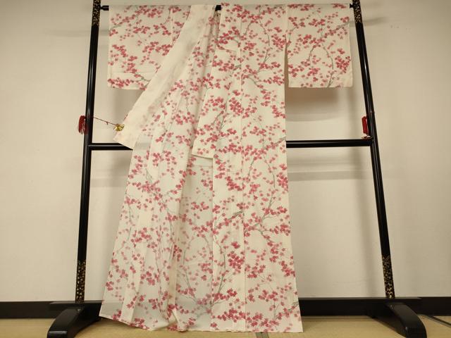 平和屋着物＊夏物　小紋　絽　楓　正絹　逸品　AABE0675jd
