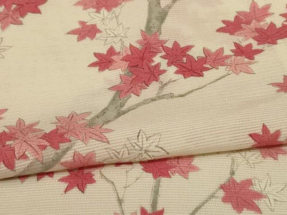 平和屋着物＊夏物　小紋　絽　楓　正絹　逸品　AABE0675jd