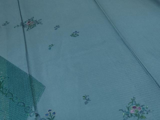 平和屋着物＊夏物 訪問着 絽 刺繍 草花文 正絹 逸品 AABE0680jd