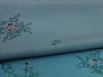 平和屋着物＊夏物 訪問着 絽 刺繍 草花文 正絹 逸品 AABE0680jd