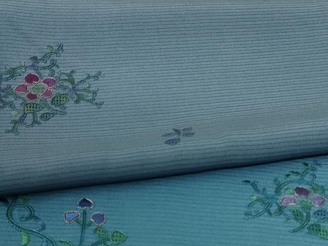 平和屋着物＊夏物 訪問着 絽 刺繍 草花文 正絹 逸品 AABE0680jd