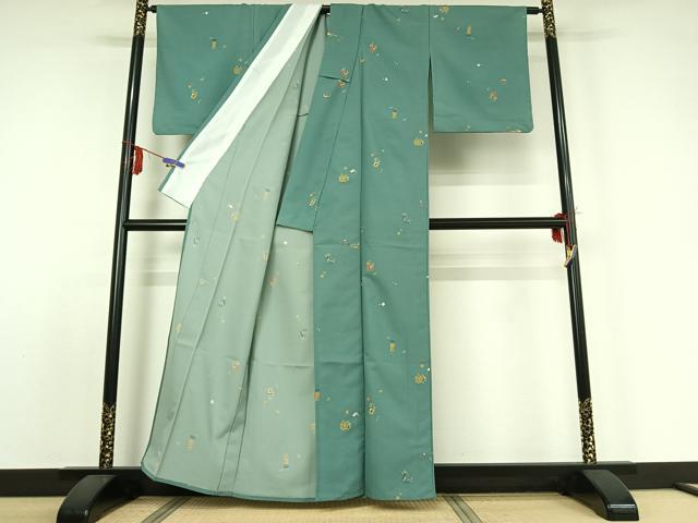 平和屋着物▽小紋 単衣 玩具文 洗える着物 AABE0682jh