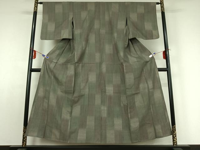 平和屋着物▽上質な紬 単衣 市松文様 正絹 逸品 AABE0683jh