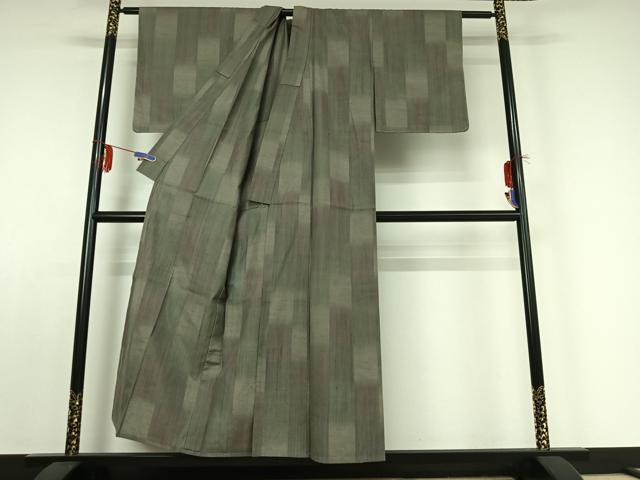 平和屋着物▽上質な紬 単衣 市松文様 正絹 逸品 AABE0683jh