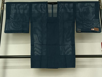 平和屋着物▽道行コート　スリーシーズン　春夏秋　塵除け　留紺色　正絹　逸品　AABE0684jh