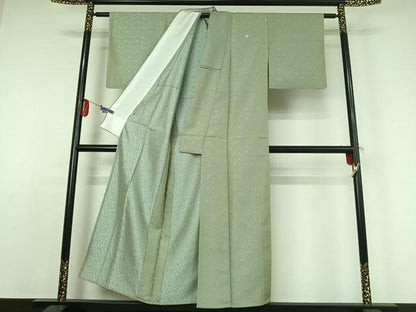 平和屋着物▽上質な小紋 単衣 作家物 花唐草文 正絹 逸品 AABE0685jh