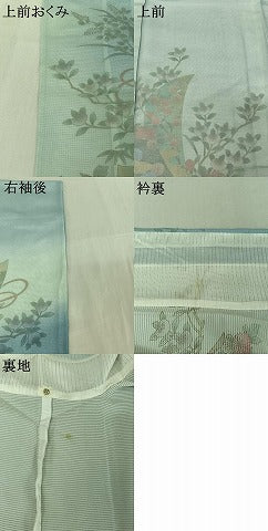 平和屋着物▽訪問着 無双 紗袷 紗×絽 短冊花文 正絹 逸品 AABE0686jh