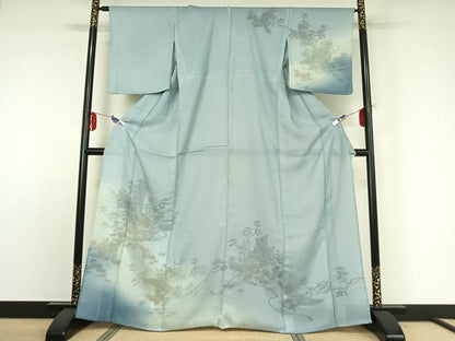 平和屋着物▽訪問着 無双 紗袷 紗×絽 短冊花文 正絹 逸品 AABE0686jh