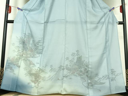 平和屋着物▽訪問着 無双 紗袷 紗×絽 短冊花文 正絹 逸品 AABE0686jh