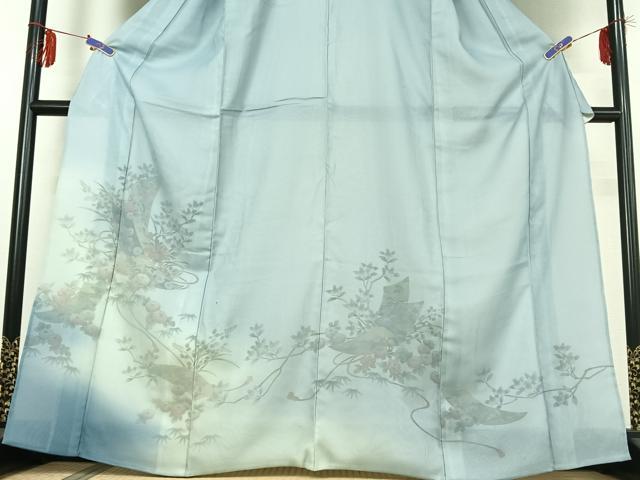 平和屋着物▽訪問着 無双 紗袷 紗×絽 短冊花文 正絹 逸品 AABE0686jh