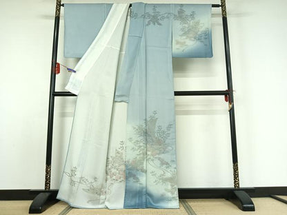 平和屋着物▽訪問着 無双 紗袷 紗×絽 短冊花文 正絹 逸品 AABE0686jh
