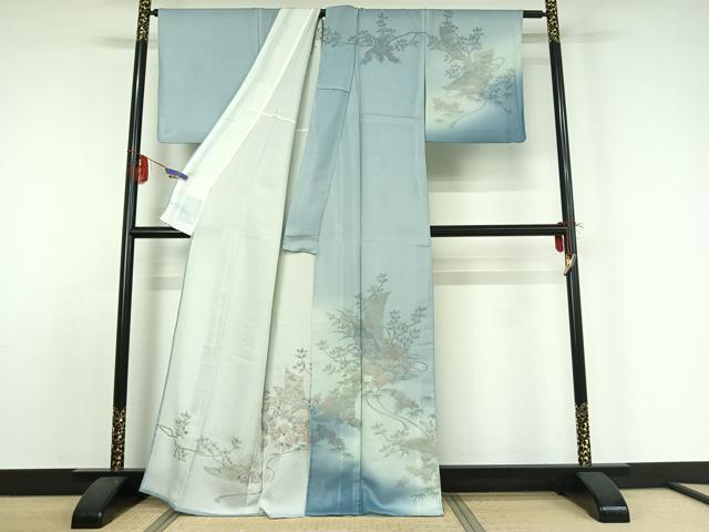 平和屋着物▽訪問着 無双 紗袷 紗×絽 短冊花文 正絹 逸品 AABE0686jh