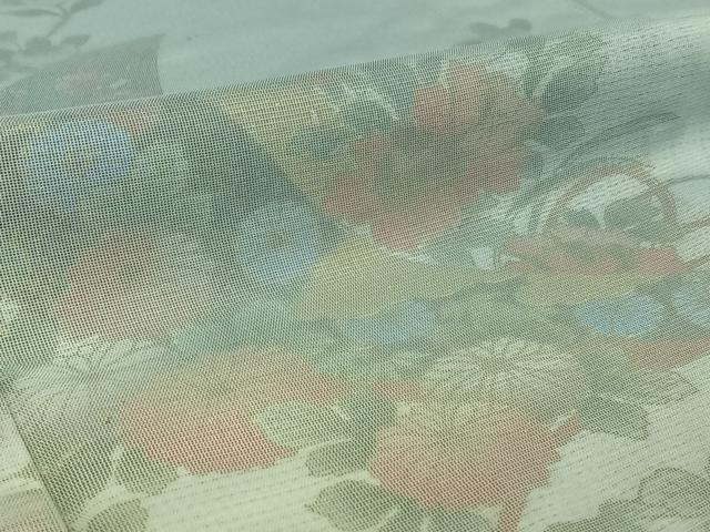 平和屋着物▽訪問着 無双 紗袷 紗×絽 短冊花文 正絹 逸品 AABE0686jh