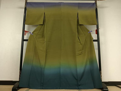 平和屋着物▽訪問着 単衣 霞文 暈し染め 正絹 逸品 AABE0687jh
